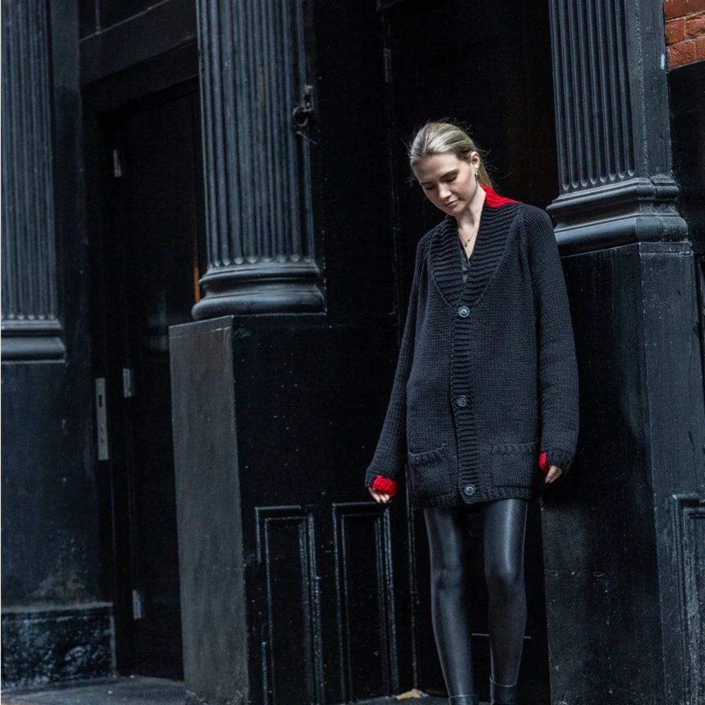 COTES OF LONDON VAIL BLUE & WHITE THE BUXTON | HAND MADE WOOL CARDIGAN - Picture 6 of 14